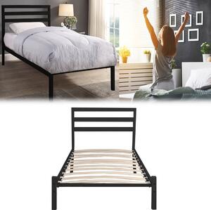 Cadru pat metalic Bella cu grilaj cadou, in mai multe dimensiuni si culori-90x200 cm-negru