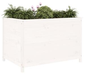 Strat înălțat de grădină, alb, 119,5x82,5x78 cm, lemn masiv pin