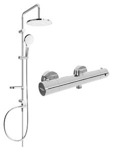 Mexen Erik, set de duș cu duș cu efect de ploaie și baterie termostatică KAI, crom, 77150205-00