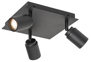 Spotlight inteligent pentru baie negru pătrat IP44 cu 3 GU10 Wifi - Ducha