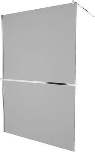 Mexen Kioto+, paravan de dus cu polita si suport pentru prosoape 130 x 200 cm, sticla gri 8mm, profil cromat, 800-130-121-01-40