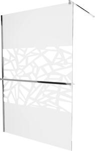 Mexen Kioto+, paravan de dus cu polita si suport pentru prosoape 140 x 200 cm, sticla transparenta 8 mm model alb, profil cromat, 800-140-121-01-85