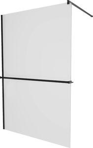 Mexen Kioto+, paravan de duș cu poliță și suport pentru prosoape 140 x 200 cm, sticlă mată 8 mm, profil negru, 800-140-121-70-30