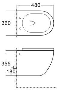 Bol suspendat Mexen LENA Rimless cu scaun + bideu suspendat, 48 x 36 cm, negru, 35224885 + 30220185