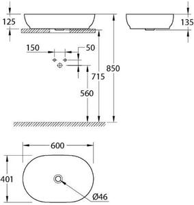 Grohe Essence lavoar 60x40 cm ovale de blat alb luciu 103563SH00