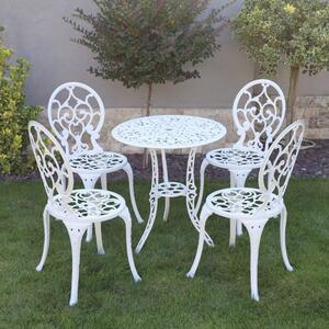 Set mobilier grădină din aluminiu cu 4 scaune Carina, alb