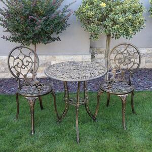 Set mobilier grădină din aluminiu cu 2 scaune Carina, negru-auriu