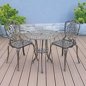 Set mobilier grădină din aluminiu cu 2 scaune Silva, negru-auriu