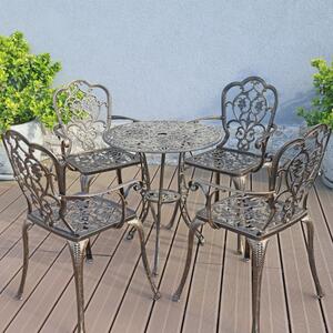 Set mobilier grădină din aluminiu cu 4 scaune Silva, negru-auriu