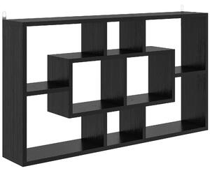 HOMCOM Etajeră de Perete cu 8 Compartimente, 85 x 14,5 x 47,5 cm, Lemn, Negru | Aosom Romania