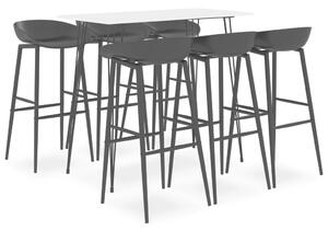 Set mobilier de bar, 7 piese, alb și negru