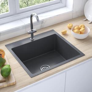 Chiuvetă de bucătărie lucrată manual, negru, oțel inoxidabil