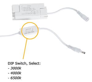Panou LED încastrat alb dreptunghiular, incl. LED 3000K - 6500K cu comutator DIP - Seagal