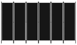 Paravan de cameră cu 6 panouri, negru, 300 x 180 cm