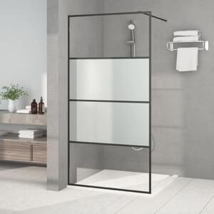 Perete cabină duș walk-in negru 100x195 cm sticlă ESG semi-mată