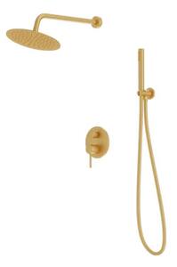 Set de dus Lavita, Verdi, cu baterie, palarie dus rotunda, bara si furtun, 1 jet, brushed gold