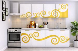 Bucatarie Roma 200 cm Alb cu Ornament Gold