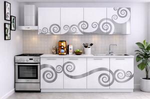 Bucatarie Roma 200 cm Alb cu Ornament Gri