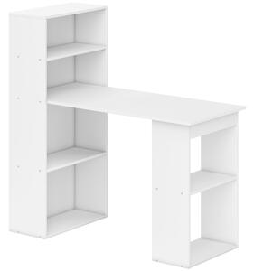 Birou alb modern cu biblioteca cu 6 rafturi din PAL,120x55x120cm HOMCOM | Aosom Romania