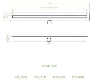 Laveo Slim, scurgere de duș 60 cm, oțel, LAV-COS_260D