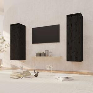 Dulapuri de perete, 2 buc., negru, 30x30x100 cm, lemn masiv pin