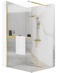 Rea Aero Intimo, paravan de duș 100x195 cm + poliță EVO și suport pentru prosoape, sticlă canelată de 8 mm, profil auriu mat, KPL-09138