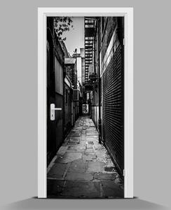 Autocolant de uși stradă îngustă alb-negru