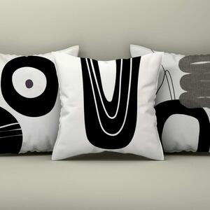 Set 3 fete perna decorative 43x43cm, Design Abstract Alb/Negru/Gri