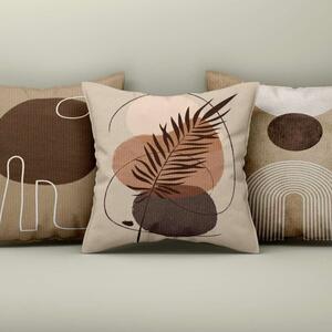 Set 3 fete perna decorative 43x43cm, Design Abstract Bej/Maro