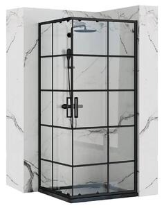 Rea Concept, cabină de duș 90x90x190 cm, profil negru + cadă de duș Savoy neagră, KPL-K1002
