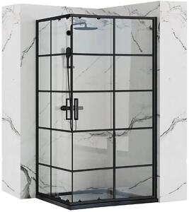 Rea Concept, cabină de duș cu ușă glisantă 80 (uşă) x 100 (uşă) x 190 cm, sticlă transparentă de 5 mm, profil negru, REA-K6389