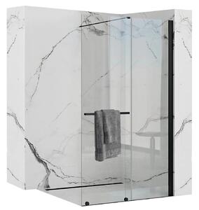Rea Cortis, paravan de duș glisant 100x195cm, sticlă transparentă de 6 mm, profil negru, REA-K7740
