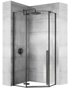 Rea Diamond Black, cabină de duș pentagonală 80 x 80 cm, sticlă transparentă de 6 mm, negru mat, REA-K6900