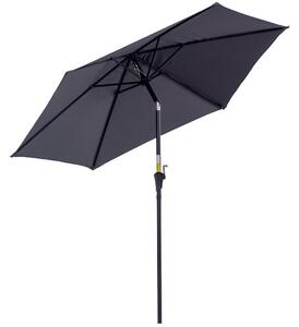 Outsunny Umbrelă de Grădină cu Manivelă, Structură din Aluminiu, Poliester Rezistent la UV, Φ2.6x2.35m, Gri și Negru | Aosom Romania
