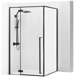 Rea Fargo Black, cabină de duș cu ușă cu aripă 120 (uşă) x 90 (perete) x 195 cm, sticlă transparentă de 6 mm, profil negru, REA-K3214