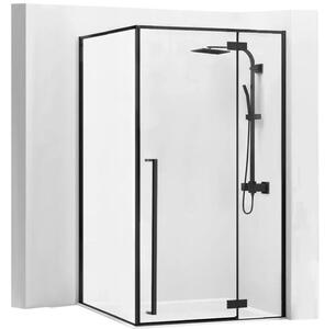 Rea Fargo Black, cabină de duș cu uşă cu balamale 100 (uşă) x 80 (perete) x 195 cm, sticlă transparentă de 6 mm, profil negru, REA-K6950