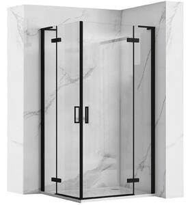 Rea Hugo Double, cabină de duș cu 2 aripi 90 (uşă) x 90 (uşă) x 200 cm, sticlă transparentă de 6 mm, profil negru, REA-K6601