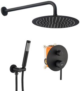 Rea Lungo, set de duș ascuns cu cap de ploaie și duș de mână, negru mat, REA-P4100