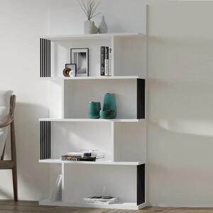 Biblioteca Alecia culoare alb si negru 160cm