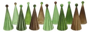 Brad din sticla stralucitor TWINKLE cu iluminare LED 22 cm, nuante maro-verzi