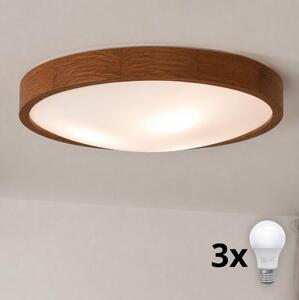 Brilagi - Plafonieră LED CARVALHO SLIM 3xE27/15W/230V, finisaj stejar-cireș, diametru 47 cm