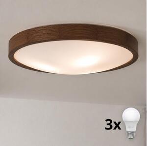 Brilagi - Plafonieră LED CARVALHO SLIM 3xE27/15W/230V, stejar-nuc, diam. 47 cm