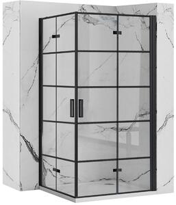 Rea Molier Black Double, cabină de duș cu ușă rabatabilă 100 (uşă) x 100 (uşă), sticlă transparentă de 6 mm, profil negru, KPL-K12013
