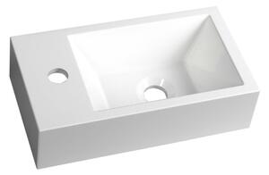 Sapho Sapho, chiuveta din marmura turnata AMAROK 40x11x22cm, alb, robinet pe stanga, AR400