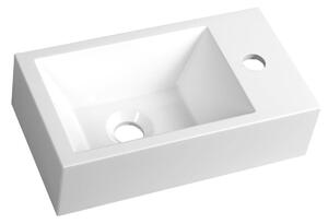 Sapho Sapho, chiuveta din marmura turnata AMAROK 40x11x22cm, alb, robinet pe dreapta, AR500