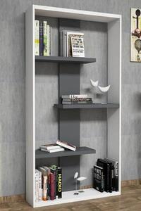 Biblioteca, Dante Homs, gri antracit/alb, 160 x 90 x 20 cm, PAL