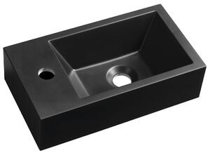 Sapho Sapho, chiuveta din marmura turnata AMAROK 40x22cm, negru mat, robinet in stanga, AR400B