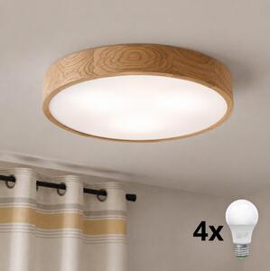 Brilagi - Plafonieră LED CARVALHO 4xE27/60W/230V, finisaj stejar, diam. 57,5 cm