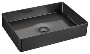 Sapho Sapho, chiuveta din inox AURUM 50x35 cm, inclusiv priza, antracit, AU103