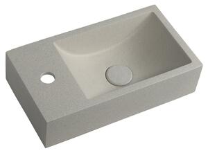 Sapho Sapho, chiuveta din beton CREST L cu priza, 40x22 cm, gresie alba, AR410